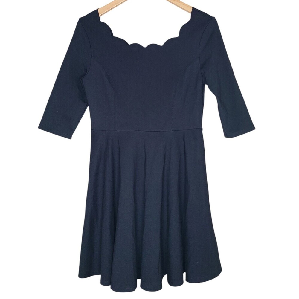 Lulus Scalloped Neckline Skater Fit & Flare Party Dress Black Size Women's Large